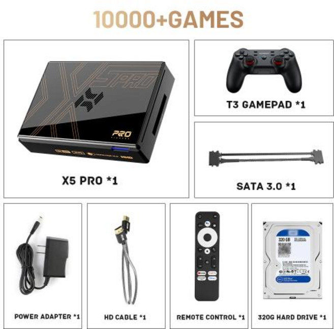 고전 레트로 게임기 게임 콘솔 게임 박스 Kinhank 비디오 슈퍼 X5 PRO 플러그 앤 PS2 SS N64 안드로이드 12 TV 4T 16000