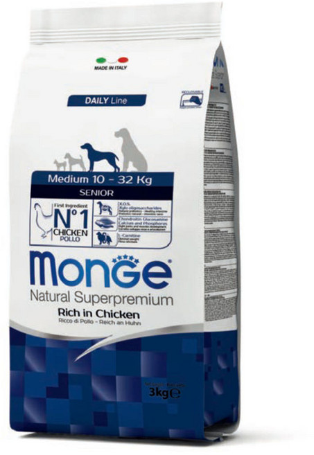 [DOG]몬지 내추럴 슈퍼프리미엄 미디엄 시니어 치킨 3kg, 닭, 1개