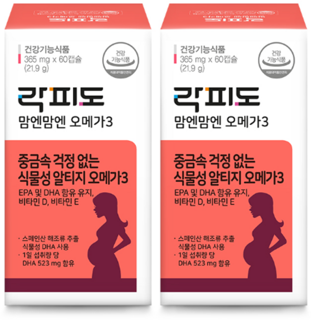 락피도 맘엔맘엔 rTG오메가3 60캡슐 (30일분), 1세트, 120정