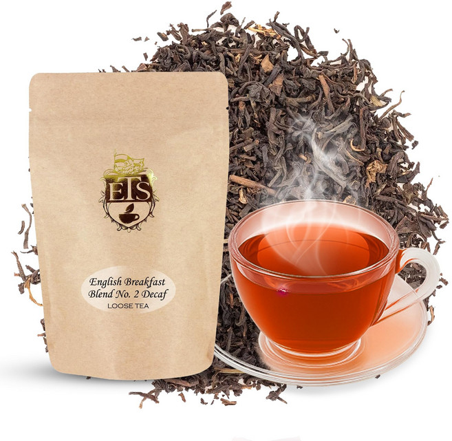 잉글리시 티 스토어 루즈 리프 잉글리시 브렉퍼스트 블렌드 English Breakfast Blend No. 2 CO2 Decaffeinated Tea | Loose Leaf B, 영국식 아침 식사, 4 온스, 1개