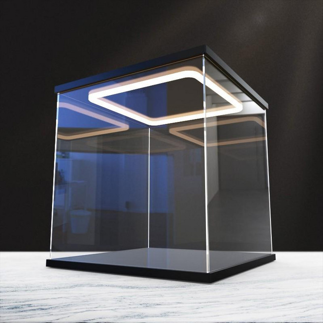 아크릴 장식장 진열장 LED 투명 보관함 먼지커버 진열대 피규어 전시장, 50cm, 30x30cm, 1개
