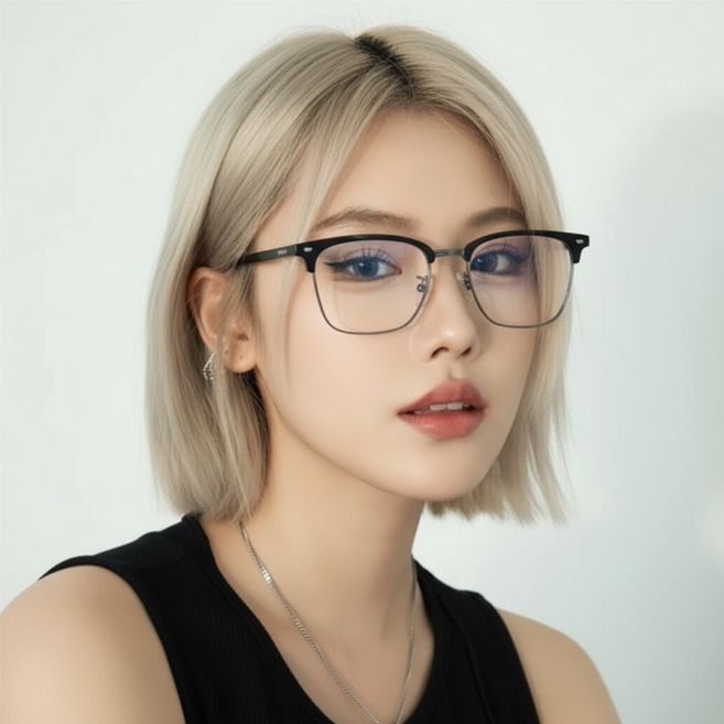 나오유 블루라이트차단안경 세련된 하금테 도수없는 보안경 블루 색상