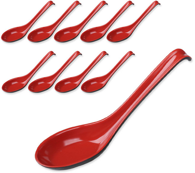 키치노 DS 우동 스푼 10P 멜라민 업소용 식당 일식 숟가락, 1세트, 10개, DS우동스푼 적투톤