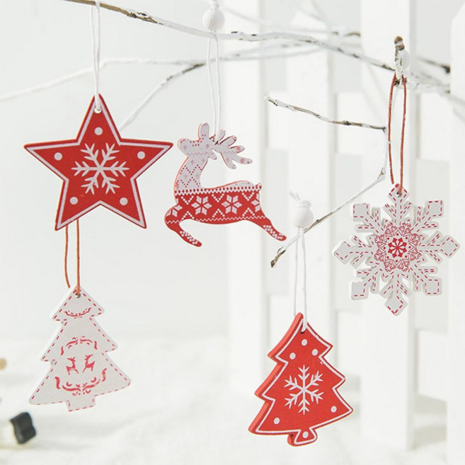 크리스마스 우드 오너먼트 팬던트 트리 장식 인테리어 소품 디자인 아이디어 상품, 눈꽃, 1개
