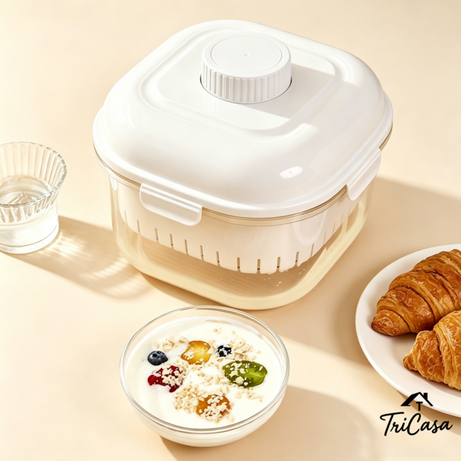 대용량 농도조절 유청분리기 다용도 그릭 요거트메이커 꾸덕 그릭 요거트 메이커 짤순이 겸용 +5개 필터망 세트, 화이트, 1개