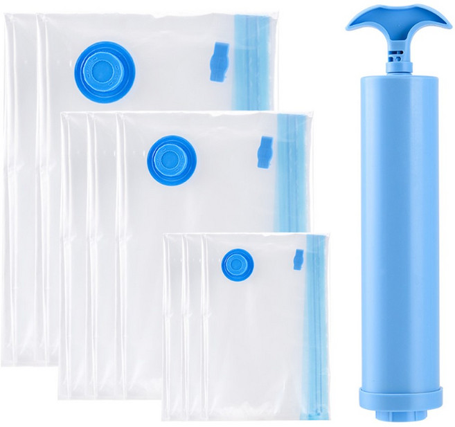 Zaxnouvi 이불 의류용 압축팩 대용량 진공 압축파우치 8P+전용 펌프, 1세트, 8개입