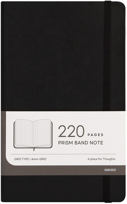 인디고 프리즘 220 A5 밴드 양장 모눈 그리드 노트, 1개, 블랙