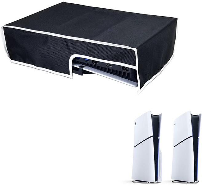 PS5 프로 슬림 커버 먼지방지 케이스 덮개, 수평형, 1개, 블랙, PS5 슬림
