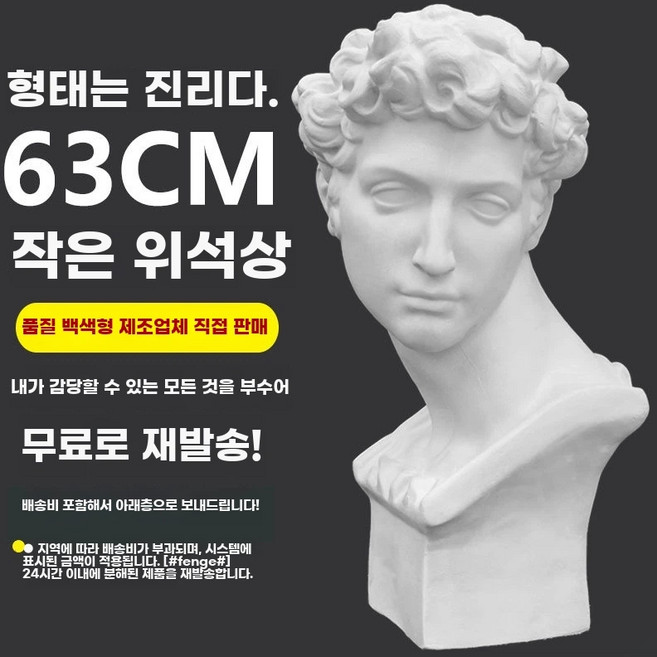 소묘 석고상 테이블 원기둥 미술 학원 정육면체 냉장고 원뿔스케치 도형 기하학, A. 다비드상 63cm