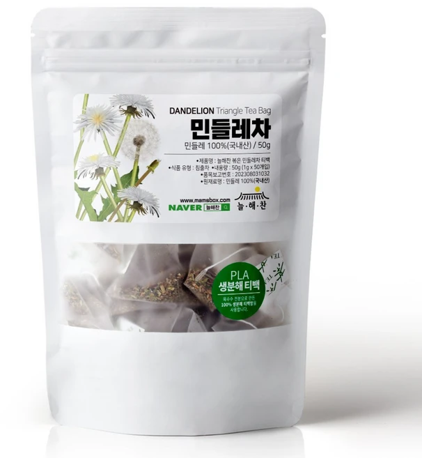 늘해찬 볶은 국산 민들레차 티백 민들레뿌리차 삼각티백 꽃차 대용량, 50개입, 1개 - 쿠팡