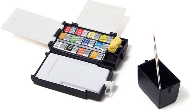 윈저앤뉴튼 프로페셔널 고체물감 필드박스 12색 세트 수채화 물감 화방 미술 용품 워터 컬러