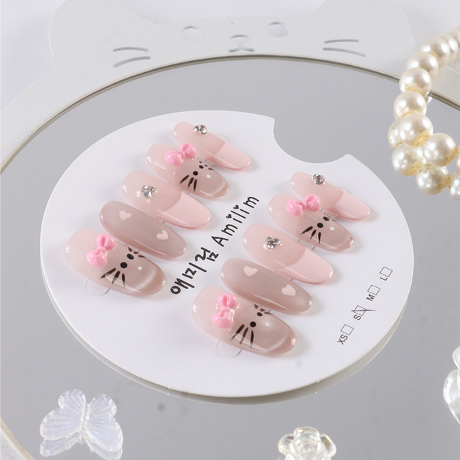 애미림 붙이는 인조손톱 젤 네일 팁 심플, 1개, S