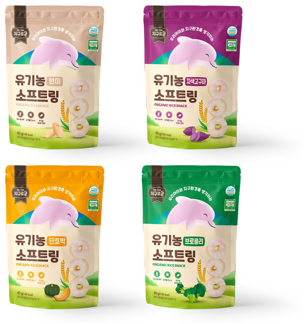 지구로운 유기농아기과자 소프트링4종세트, 1세트, 160g, 지구로운 유기농 소프트링 4종 세트