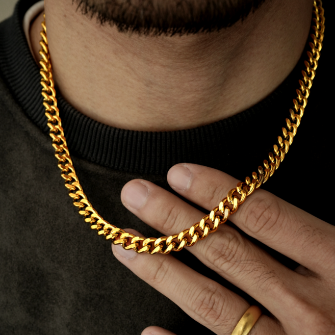 서플라이랩 고퀄리티 쿠반체인 서지컬골드 남자 도금목걸이