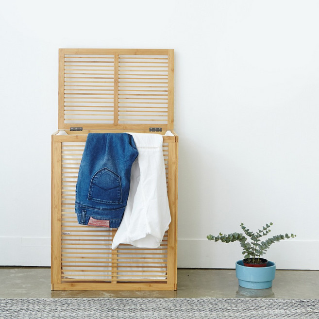 [리비니아] 대나무 원목 햄퍼/빨래 바구니/세탁바구니/세탁보관함 수납선반, 내츄럴