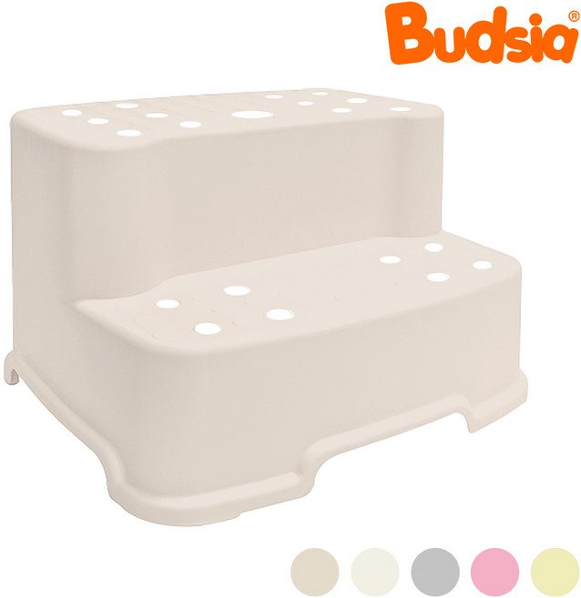 [버드시아] 논슬립 홀캡형 파스텔 2단 디딤대 2026 New 컬러 라인업, 라떼베이지, 1개