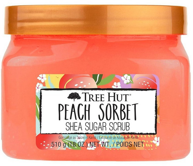 TREE 트리 Hut DRAGON 드래곤 FRUIT 프루트 시어 슈가 스크럽 510g/18 oz 187482, Peach Sorbet, 510g, 1개
