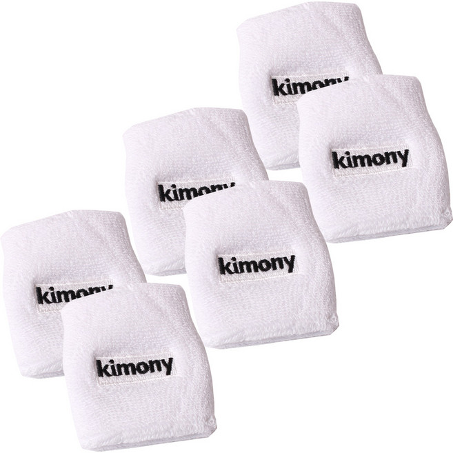 키모니 손목밴드 세트 스포츠 러닝 배드민턴 타월 땀흡수 손목아대, 화이트, 6개