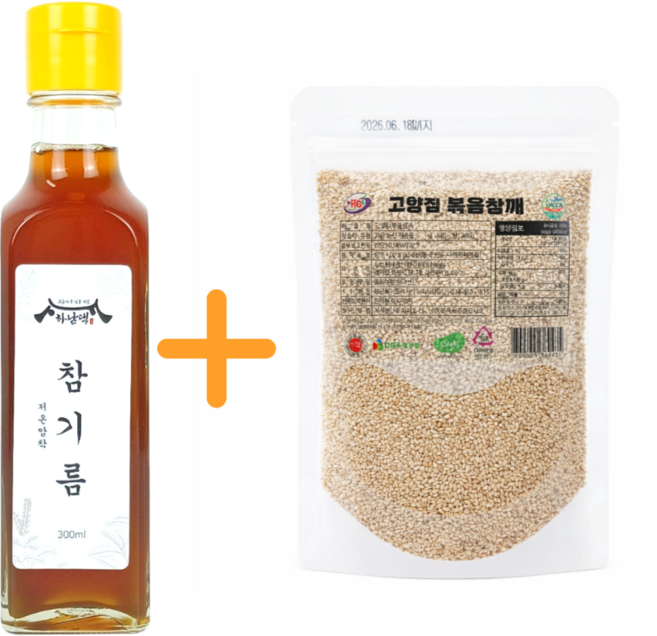하남댁 저온압착 참기름300ml + 볶음참깨200g, 500g, 1개