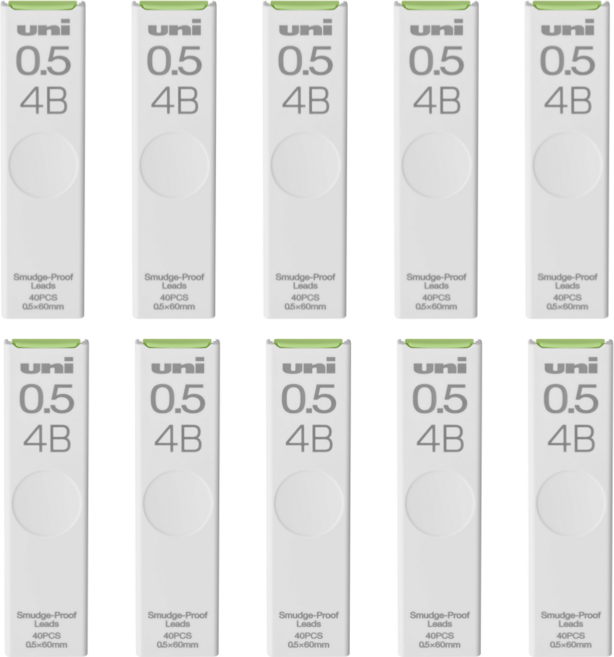 UNI 유니 샤프심 2B 3B 4B 세트, 유니 UL-S-(4B)0.5mm 10개 세트
