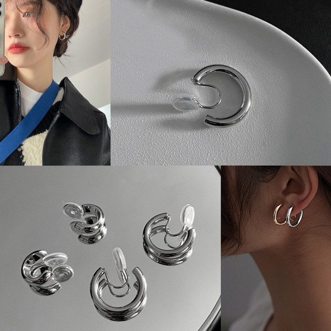 LLHH C型耳夾 耳環 金色 銀色 中性男女飾品