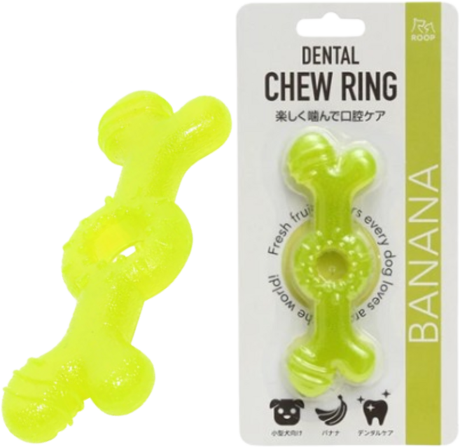 강아지 이갈이 장난감 ROOP 애견치발기 과일향 덴탈츄링, 바나나, 1개
