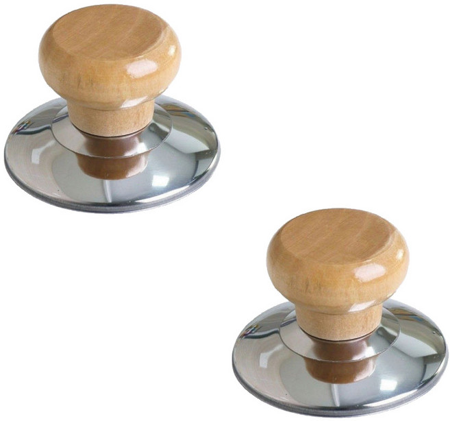 살림모아 우드 냄비뚜껑 손잡이 교체용 냄비꼭지, 2개