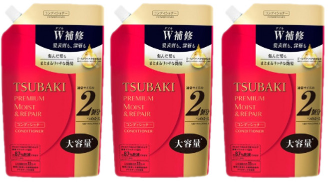 츠바키 파인투데이 프리미어 모이스트 컨디셔너 린스 리필용, 3개, 600ml