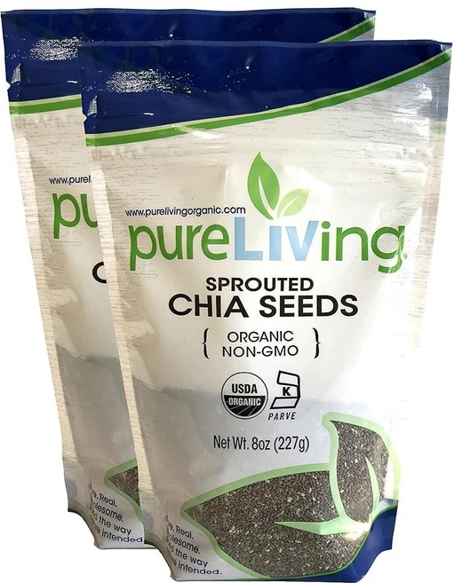 Pure Living - 유기농 발아 치아 씨앗 2팩 - 각 226.8g(8온스), 227g - 쿠팡