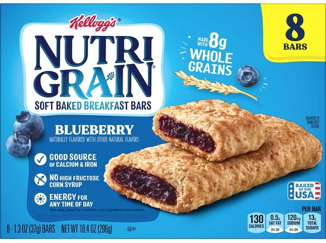 Kelloggs 뉴트리 그레인 소프트 베이크드 브렉퍼스트 바 블루베리, 296g, 1개 - 쿠팡