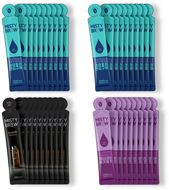 미스티브루 스틱4종 콜드브루 액상스틱 더치커피 커피원액(25ml x 40개입), 1세트, 40개입