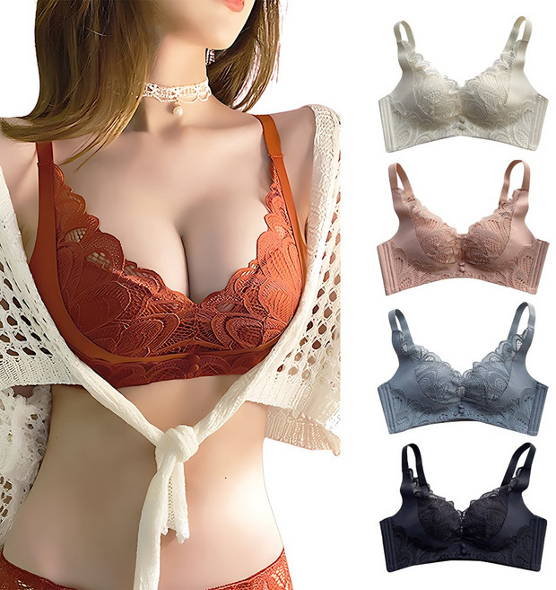 MJ FASHION 塞納花蕾絲內衣 無鋼圈法式性感內衣 側收包覆副乳集中款