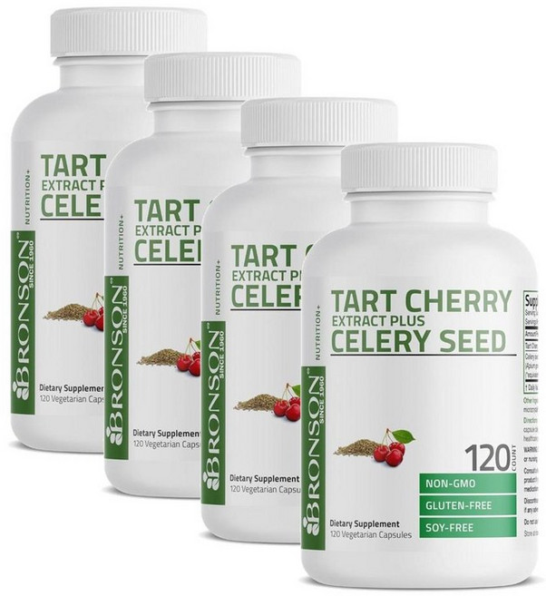 브론슨 타르트 체리 추출물 셀러리 씨드 캡슐 Bronson Tart Cherry Extract Celery Seed, 120정, 4개