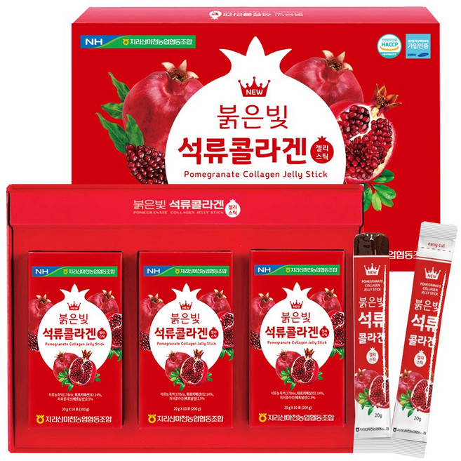 (3박스) 농협 석류콜라겐젤리스틱 30포 x 3박스 총90포 히알루론산 엘라스틴 함유, 600g, 3박스
