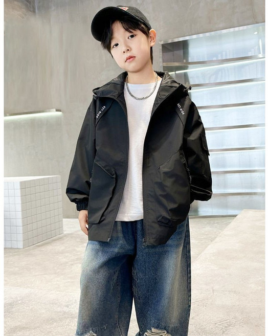 주디앤홀리 주니어 후드집업 바람막이 점퍼 간절기 초등 남아 고학년 루즈핏점퍼 등교룩 심플한 편한점퍼