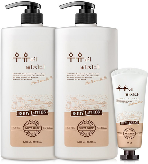 우유에빠지다 산양유 밀크 바디로션 대용량 1000ml 2개+ 핸드크림 60ml, 2개, 1L