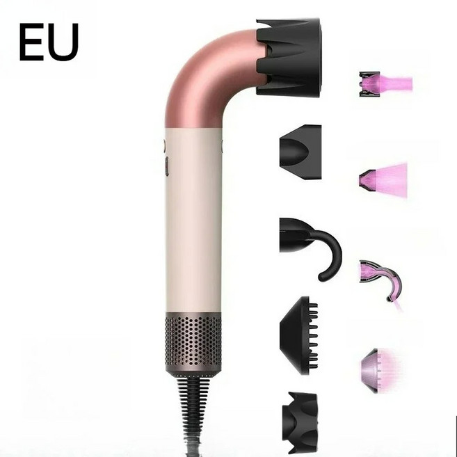 EU IN 케어 프리 드라이어 빠른 리프 가용 건조 고속 헤어 1400와트 PO 음이온, pink 5 piece set