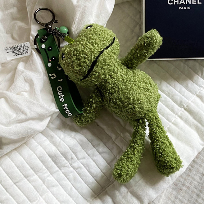 데라스코 가방 개구리 인형 열쇠고리 키링, 1개, 길쭉이
