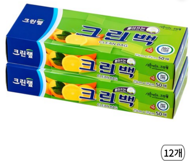 크린랩 뽑아쓰는 크린백 25cm x 35cm, 12개, 50개입, 중(M)