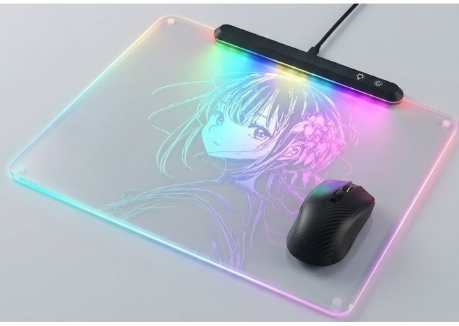 무빙팩 RGB 게이밍 강화유리 마우스 패드 키보드 겸용 장패드 9H 고강도 유리 400 x 450 x 3.2mm, 1개, RGB400 450