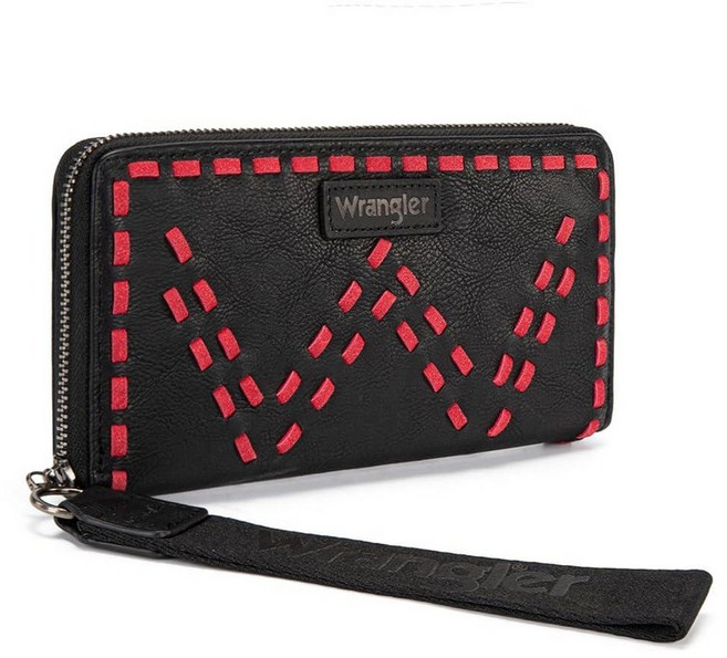 Montana West Wrangler 여성용 손목 지갑 클러치 레트로 웨스턴 스타일 카드 홀더 RFID 포함 A Black 라지 클래식