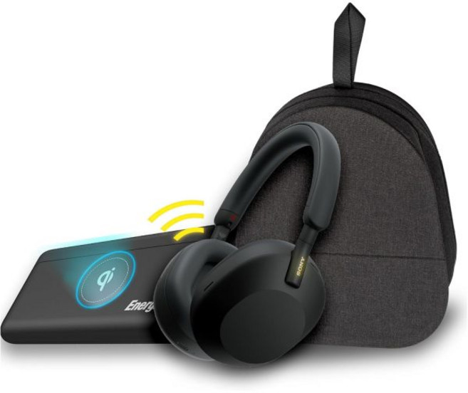 Sony 헤드폰 이어폰 헤드셋 무선 휴대용 충전 액세서리가 포함된 소니 WH-1000XM5 노이즈 캔슬링 오버이어 헤드폰블랙 번들2개 품목, 1개, 블랙계열