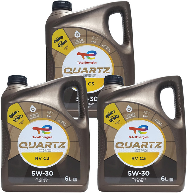 토탈 쿼츠 RV C3 5W30 6L x 3개 1박스 18L 가솔린 디젤 겸용 100% 합성 엔진오일