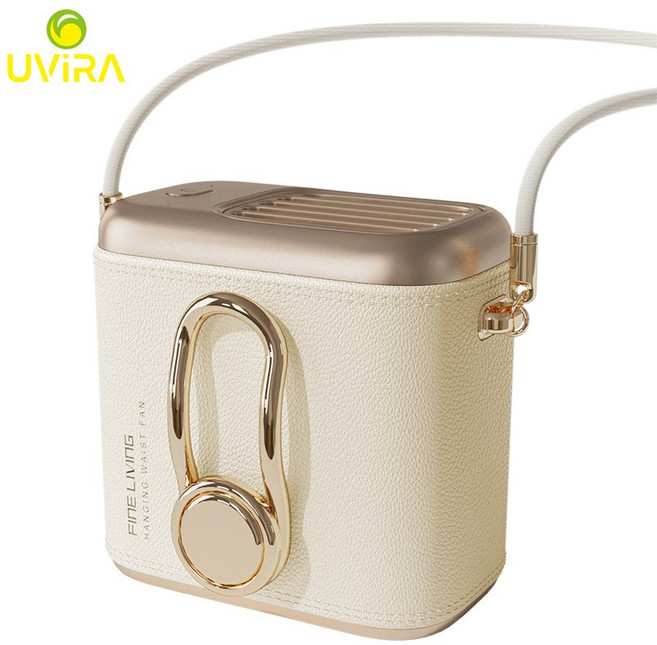 Uvira 휴대용 허리 선풍기 USB 충전식 대용량 광풍 급속냉각 저소음 무선 미니선풍기, 베이지, k35
