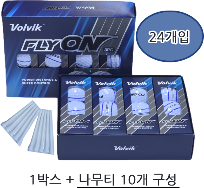 볼빅 플라이온 3피스 골프공 골프볼, 1박스, 24개입, 화이트