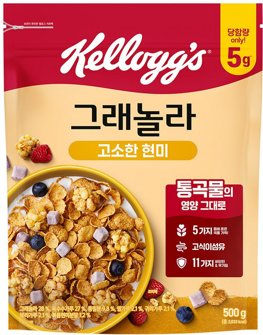 켈로그 현미 그래놀라 시리얼, 500g, 7개