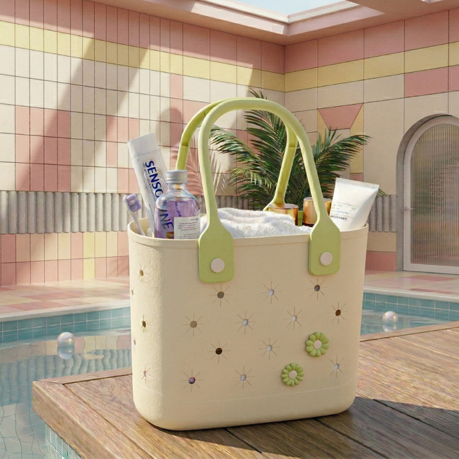 모노리우 물 고임 없이 뽀송하게 물빠지는 목욕바구니, 아이보리