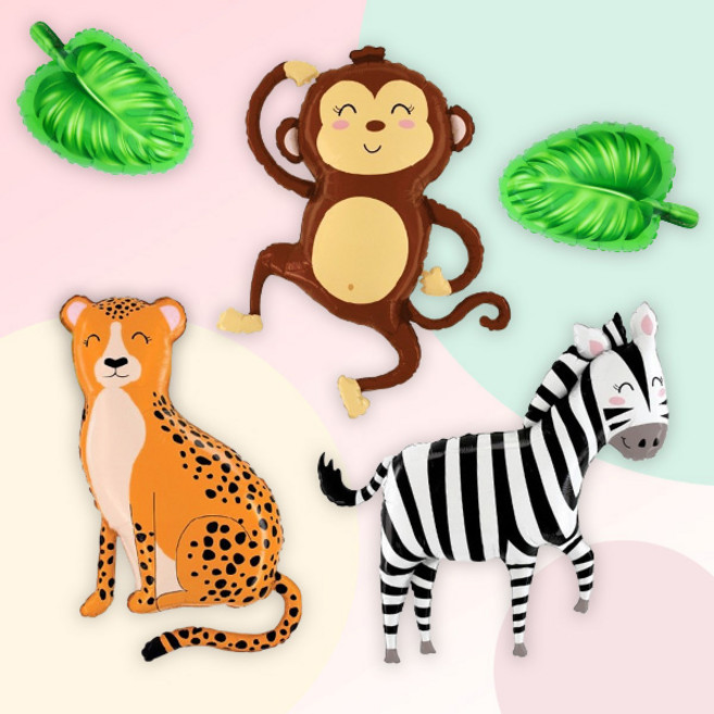 [파티지_로켓] 동물풍선 세트 모음 / 동물 머리띠풍선 손풍선, H_6_정글 ZOO 동물 풍선 세트_야자수