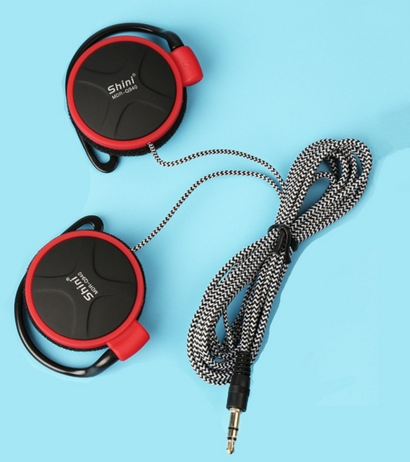 런닝머신 오픈에어 유선 이어폰 헤드폰 AUX타입 귀걸이형 가벼운 스파크제로 2m 선이 긴 이어폰 스펀지 스폰지 전기리스 달리기 런닝 러너 헬스장 피트니스 다이어트 MDR-Q940, 레드