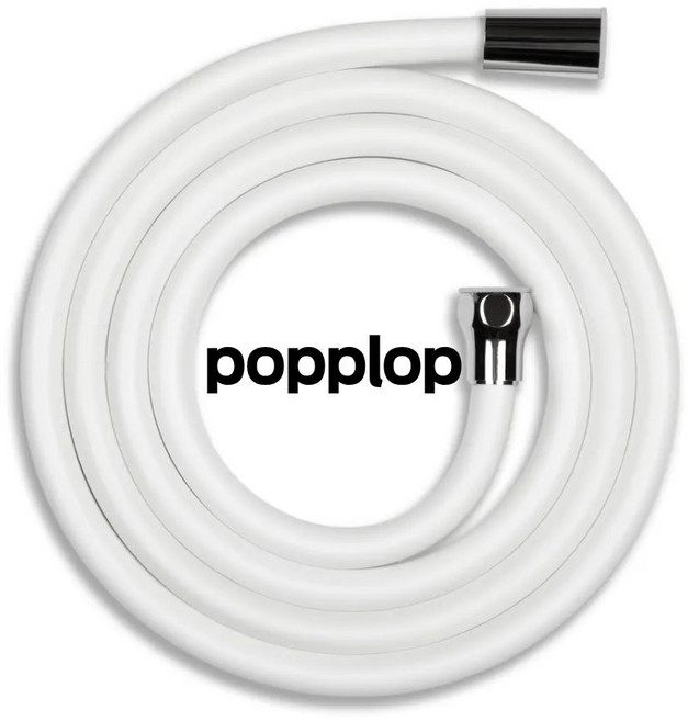 팝플랍 부드러운 물때방지 고급 무광 샤워기 호스, 무광 화이트, 2m